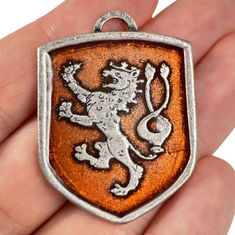 BOHEMIA, MEDIEVAL COAT OF ARMS IN SHIELD, ZINC, ENAMEL