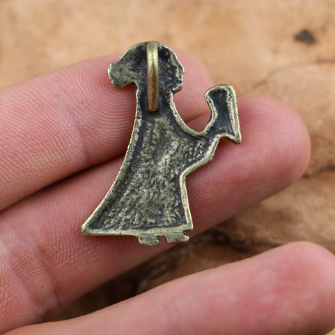 VALKYRIE WITH A HORN - PENDANT, ZINC, ANT. BRASS