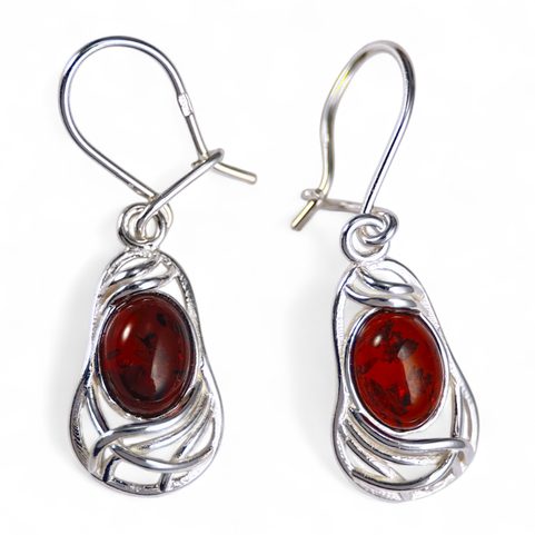 WARTA, SILVER EARRINGS, AMBER, AG 925