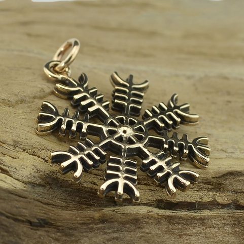 AEGISHJALMUR - HELM OF AWE, ICELANDIC MAGICAL RUNE, PENDANT, BRONZE