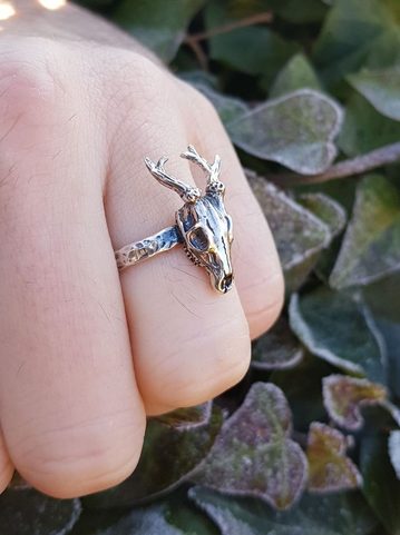 DEER - SKULL, RING SILVER