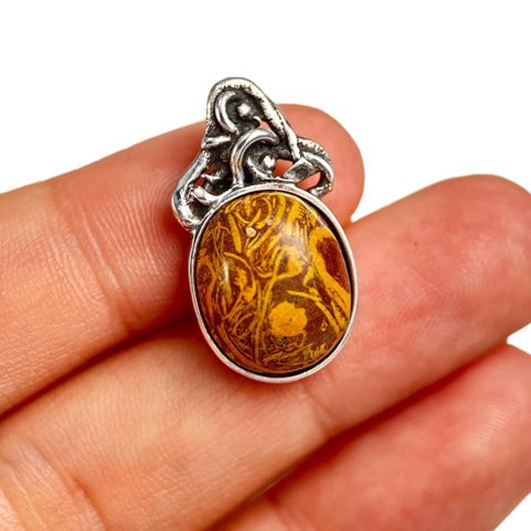 CELTICA, JASPE SERPENT, PENDENTIF EN ARGENT, AG 925/1000