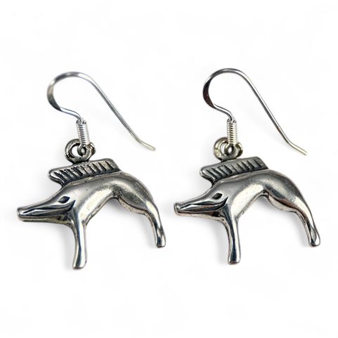 SANGLIER, BOUCLES D'OREILLES, ARGENT