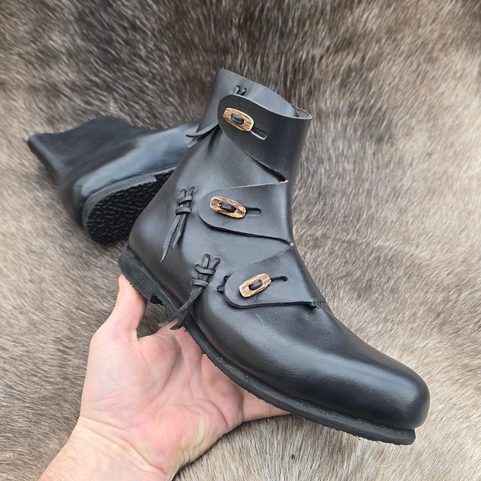 BORG, LEATHER SHOES EARLY MIDDLE AGES BLACK - VIKINGY