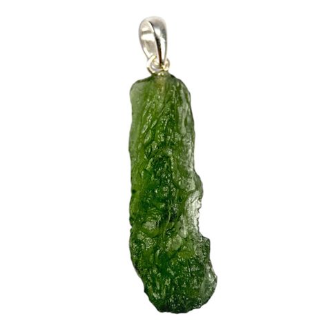 MOLDAVITE XL TEKTITE FROM BOHEMIA, SILVER PENDANT