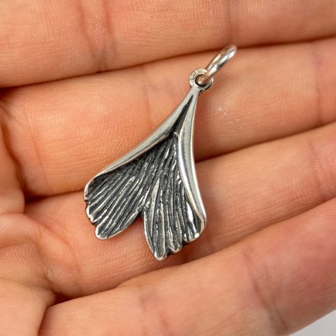 GINKGO BILOBA, PENDANT, SILVER