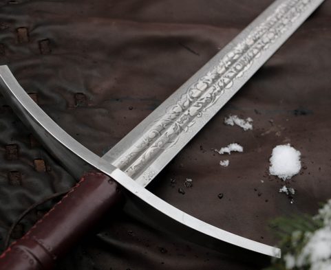 NORBERT HAND-AND-A-HALF MEDIEVAL SWORD ETCHED