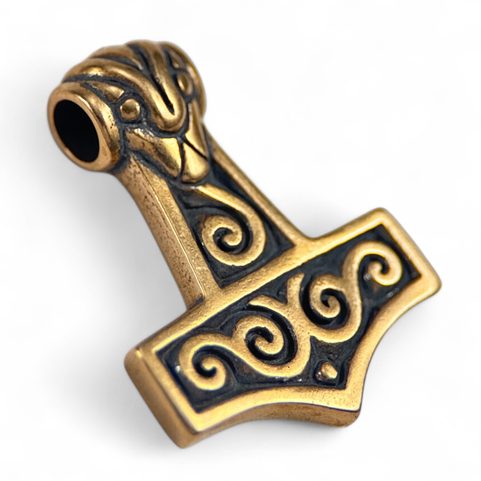 THOR'S HAMMER WITH SPIRALS, BRONZE PENDANT