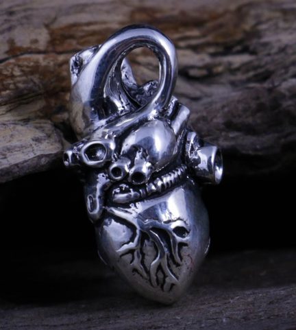 COEUR ANATOMIQUE, PENDENTIF, ARGENT 925