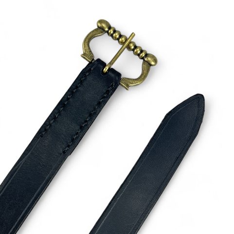 BOHEMIA MEDIEVAL LEATHER BELT BLACK, BRASS COLOUR
