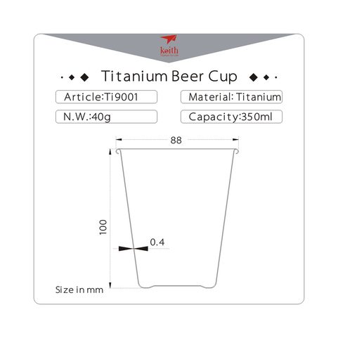 TI9001 TITANIUM BEER CUP KEITH