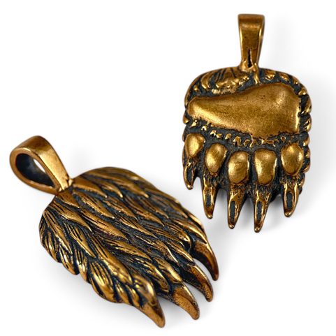 BEAR PAW PENDANT, BRONZE