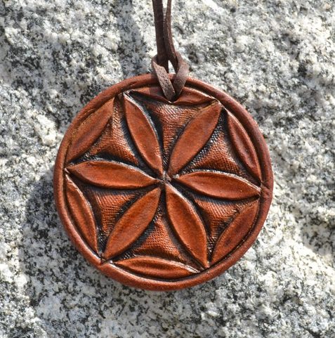 SVARGA, HAND CARVED LEATHER TALISMAN OF SLAVIC GOD SVAROG