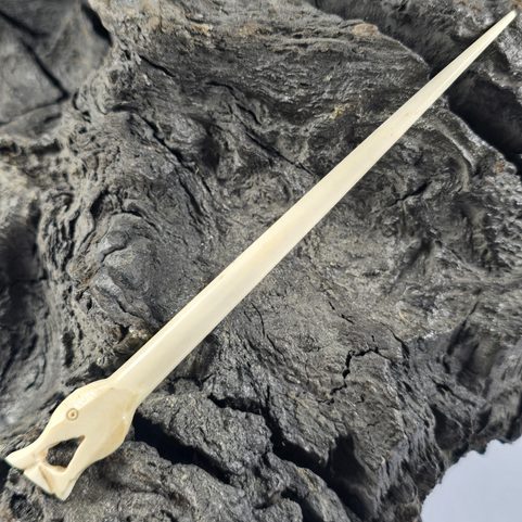 VIKING CARVED BONE PIN - SNAKE