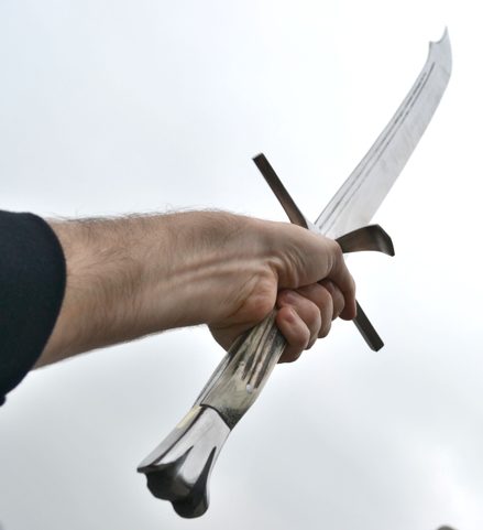 LANGMESSER, TWO HANDED, ANTLER HANDLE