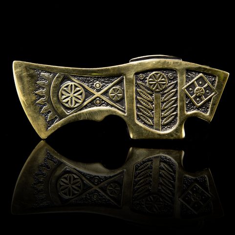 CARPATHIAN AXE, BELT BUCKLE, BRASS
