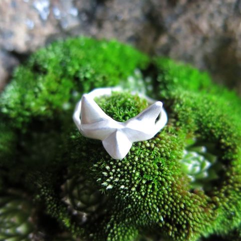 LITTLE FOX, CUBIST RING, STERLING SILVER