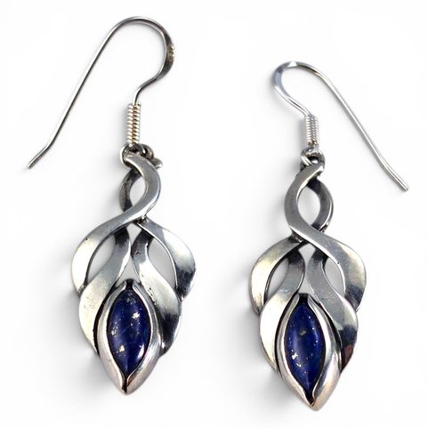 COLLEEN - BOUCLES D'OREILLES, LAPIS-LAZULI, ARGENT