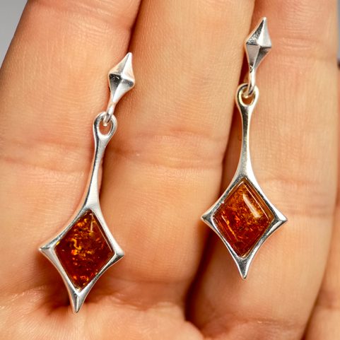 JASNA, AMBER, EARRINGS, YELLOW, STERLING SILVER