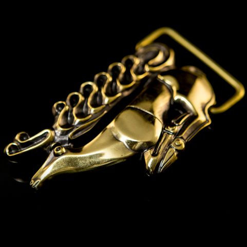 SCYTHIAN DEER, BELT BUCKLE, BRASS