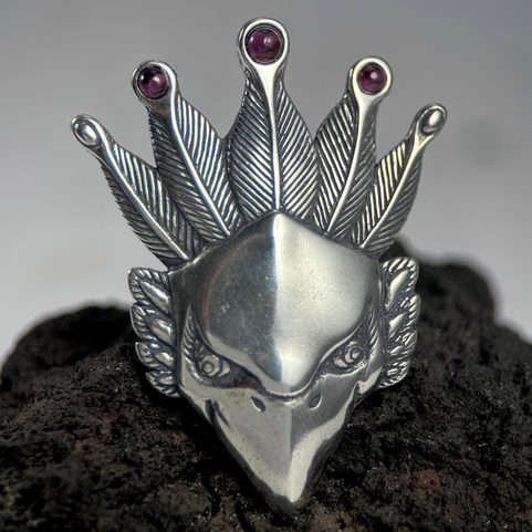 FEUERVOGEL, SILBERANHÄNGER MIT GRANATEN, AG 925 12G