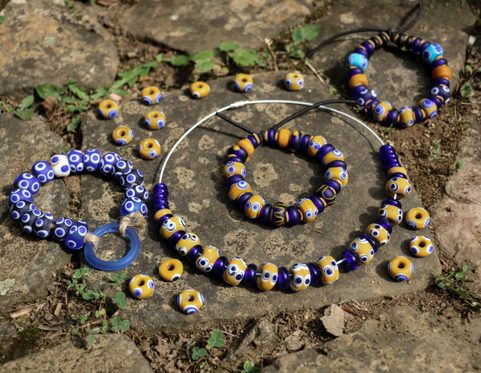 NECKLACE, CELTIC GLASS BEADS, REPRODUCTION
