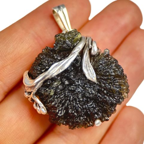 BOTANICA, PENDANT - MOLDAVITE, SILVER 925/1000