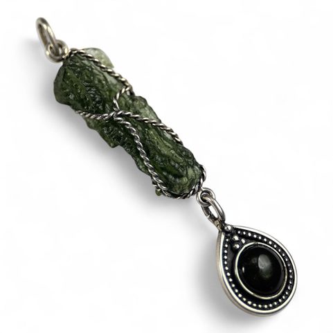 GALAXA, PENDENTIF, MOLDAVITE ARGENT 925/1000