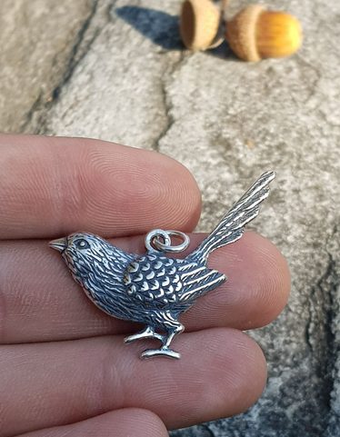 GREAT TIT BIRD, SILVER PENDANT