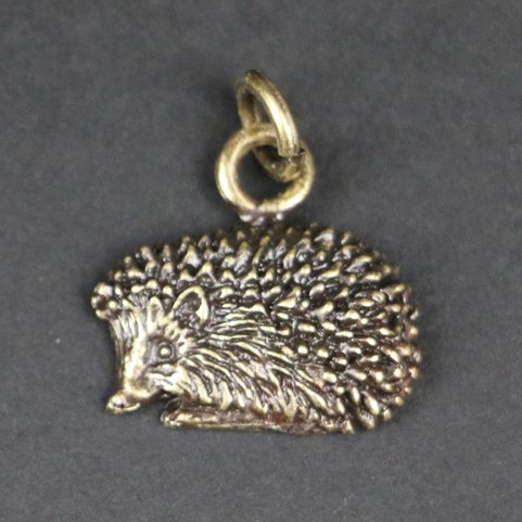 HEDGEHOG, ZINC PENDANT, ANTIQUE BRASS