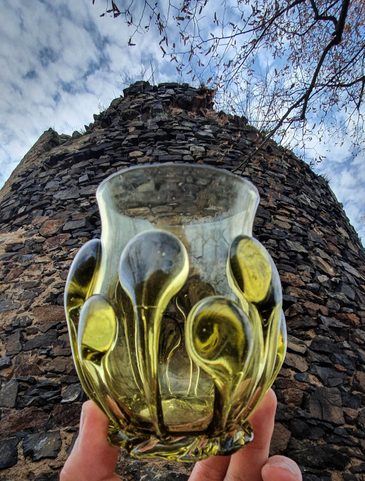 MEDIEVAL GOBLET - BOHEMIA, GREEN FOREST GLASS
