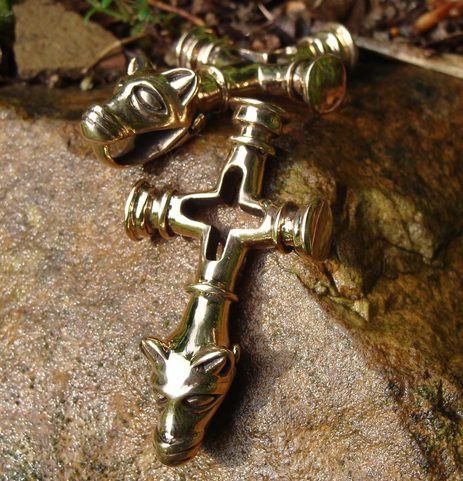 BRONZE WOLF CROSS, THOR HAMMER, ICELAND