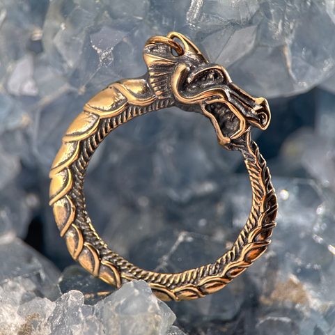 JORMUNGANDR, PENDENTIF EN BRONZE SERPENT DE MIDGARD, UROBOROS