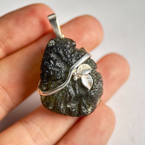 KATICA, MOLDAVITE, SILVER PENDANT AG 925