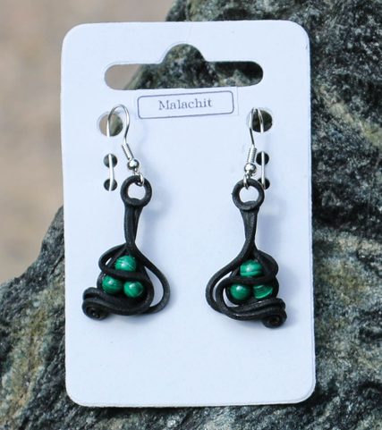 MALACHITE BEADS, EARRINGS