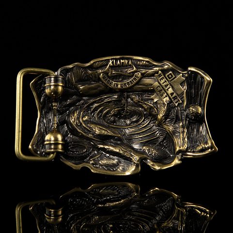 CATFISH, FISHING BELT BUCKLE, BRASS