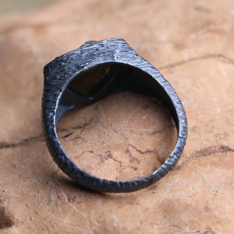 TRIANGLE SILVER MOLDAVITE RING