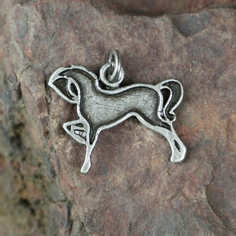 CELTIC HORSE, PENDANT, ZINC ANTIQUE SILVER