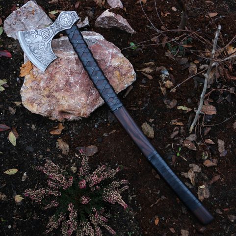 AXE OF PERUN, ETCHED WITH LEATHER