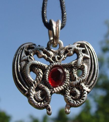 KING ARTHUR VISION, RED DRAGON, PENDANT, SILVERED