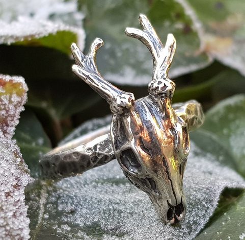 DEER - SKULL, RING SILVER
