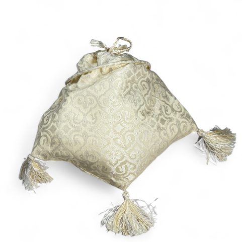 MEDIEVAL LADIES' BAG, 15TH CENTURY, BROCADE, WHITE