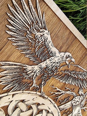HUGINN AND MUNINN WALL DECORATION 30X40 WOOD