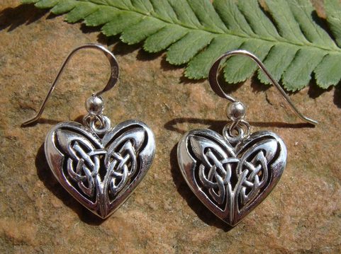 CELTIC KNOT HEARTS, SILVER EARRINGS, AG 925