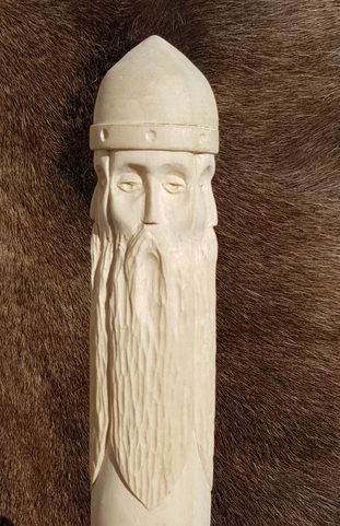 SVETOVID, SLAVE DIEU, STATUE EN BOIS SCULPTÉ