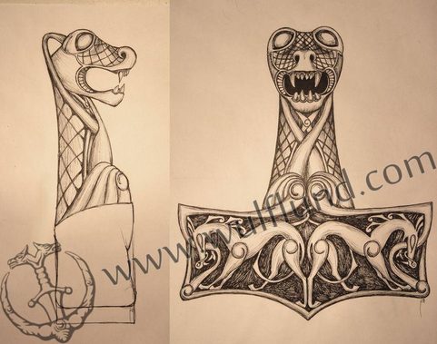 THORSHAMMER, OSEBERG-STIL, NORWEGEN, UNEDLES METALL