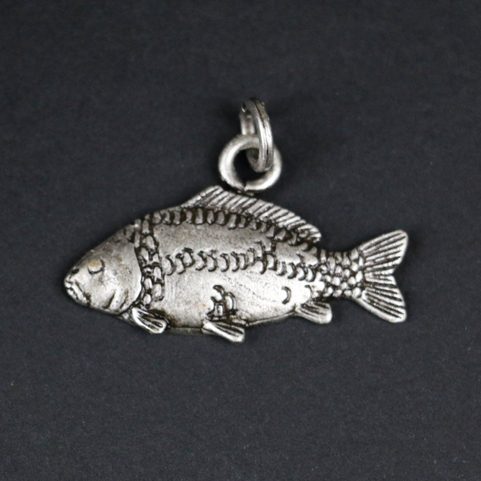 CARP - FISH, FISHING PENDANT, ZINC, ANTIQUE SILVER