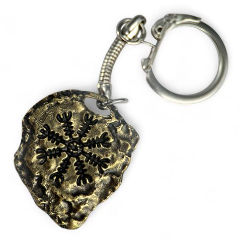 AEGISHJÁLMUR, KEYCHAIN - RUNE CIRCLE ISLAND, ZINC ANTIQUE BRASS
