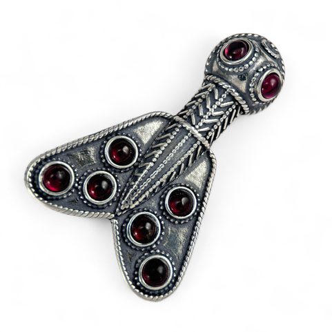 MEROVINGIAN SILVER AND GARNET CICADA BROOCH, 5TH CENTURY