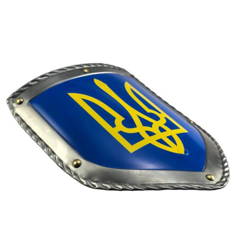 TRYZUB - UKRAINE, BOUCLIER MÉDIÉVAL - MÉTAL, FAIT MAIN